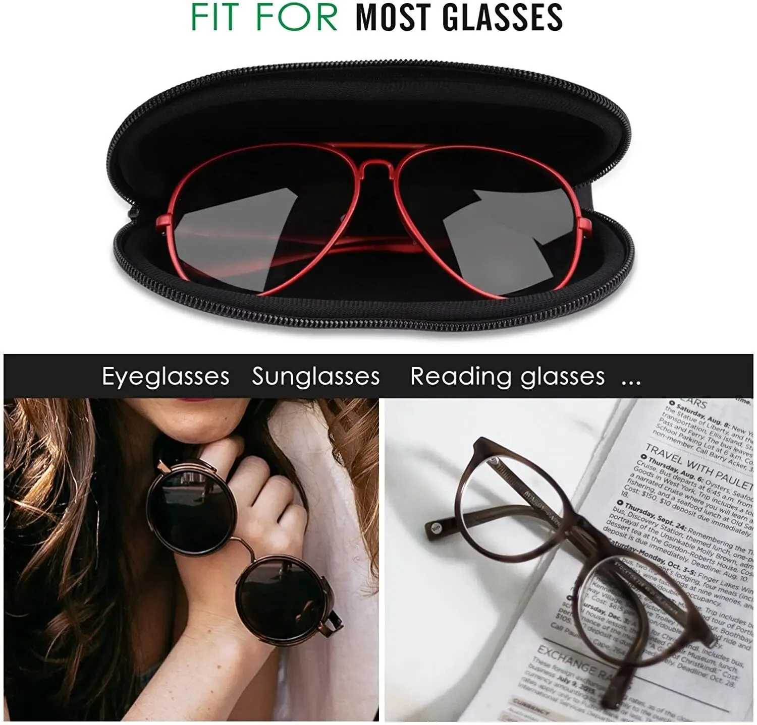 1pc Portable Eyewear Cases Cover Sunglasses Soft Case for Women Men Glasses Box with Lanyard Zipper Eyeglass Cases Protector