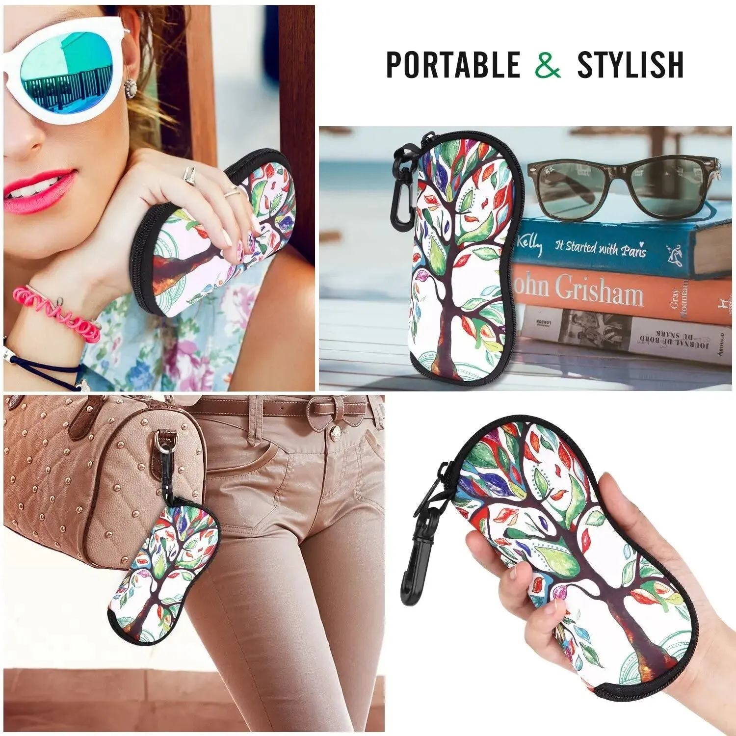 1pc Portable Eyewear Cases Cover Sunglasses Soft Case for Women Men Glasses Box with Lanyard Zipper Eyeglass Cases Protector