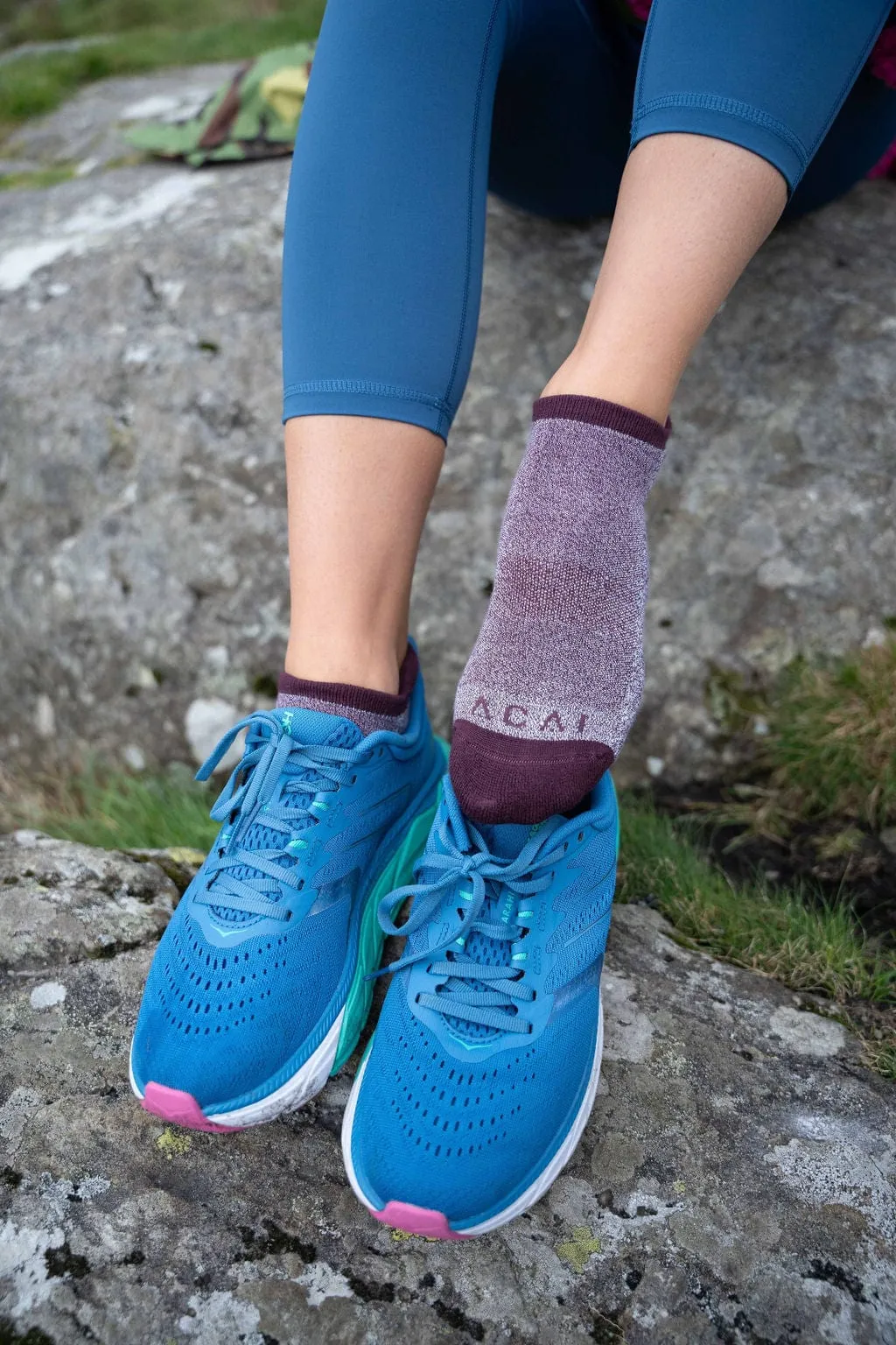 2 Pack Sprint Shortie Socks - Aubergine / Deep Navy