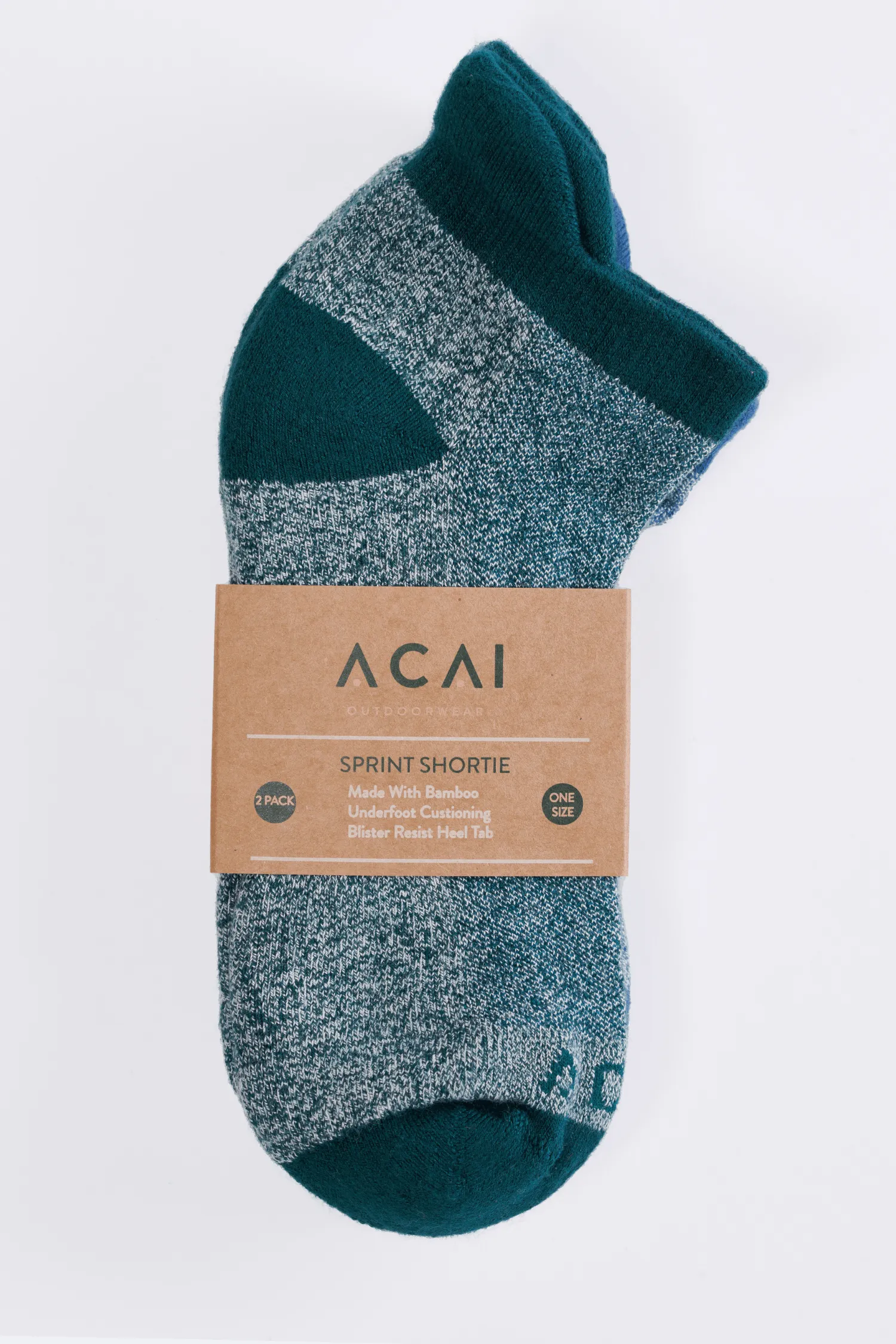 2 Pack Sprint Shortie Socks - Moonlight Blue / Teal