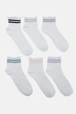 6 Pack Stripe Socks  - White/combo