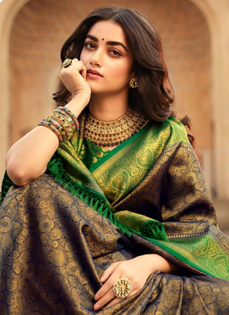 Alluring Purple Color Soft Silk Base Kanjiveram Saree With Silk Weave