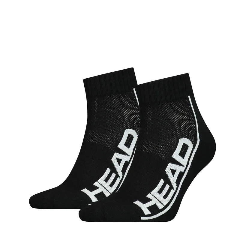 Head Socks Tennis 2P Stripe Quarter Black/White
