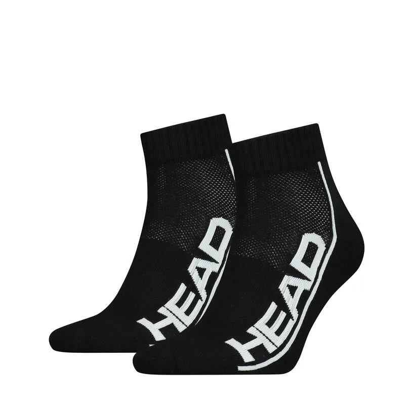 Head Socks Tennis 2P Stripe Quarter Black/White