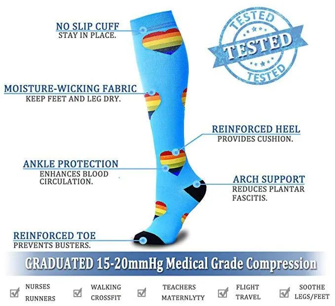 ROYALUCK Nylon Compression Sock Running Football Sock Cute Wings Sport Long Sock