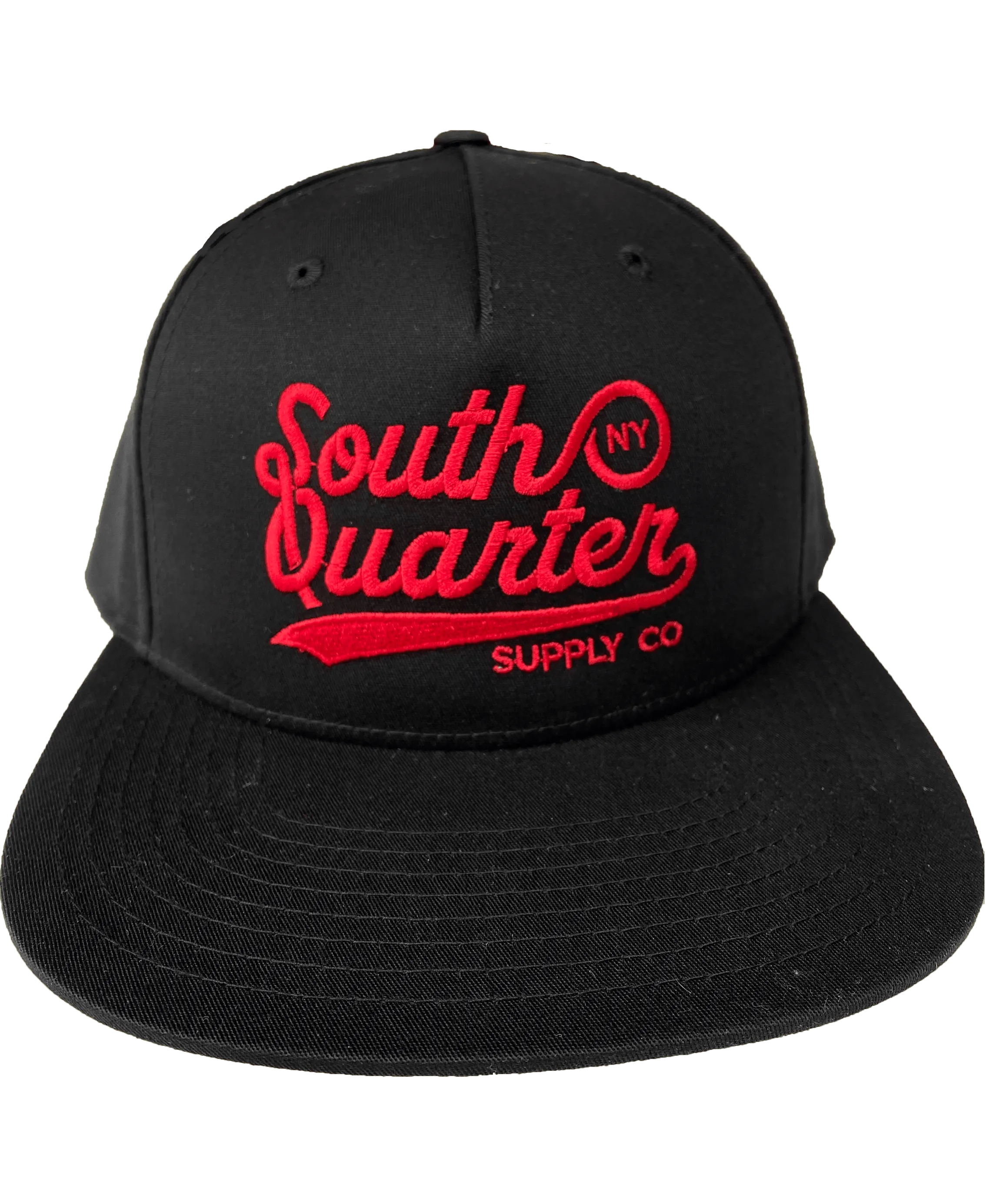 South Quarter Black Snapback Hat (Script Logo)