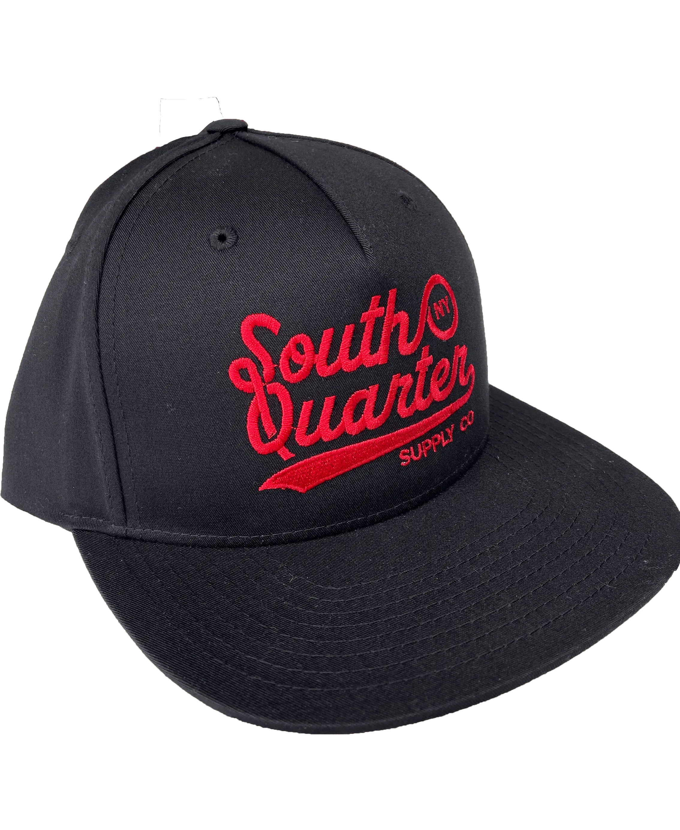 South Quarter Black Snapback Hat (Script Logo)